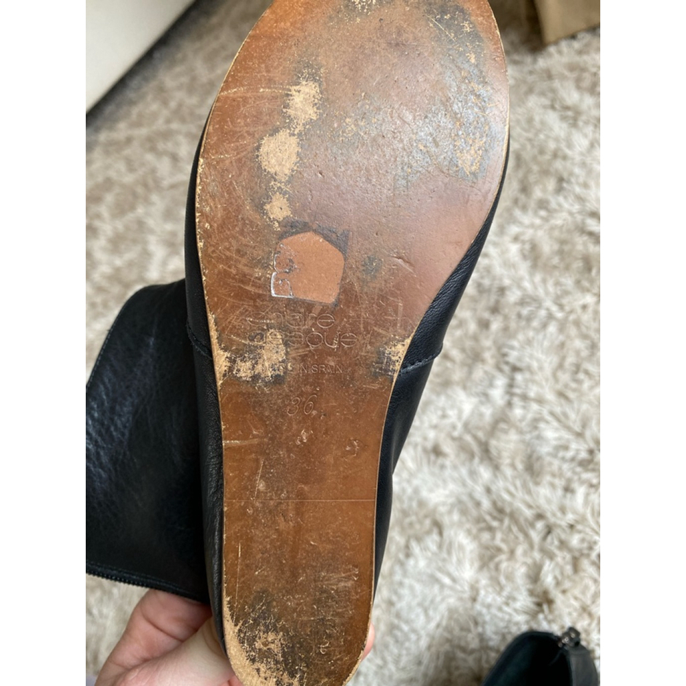 André Assous Leather Ankle Boots Flat Black Minimal Cottagecore Boho Spain Sz 36 - Picture 8 of 12